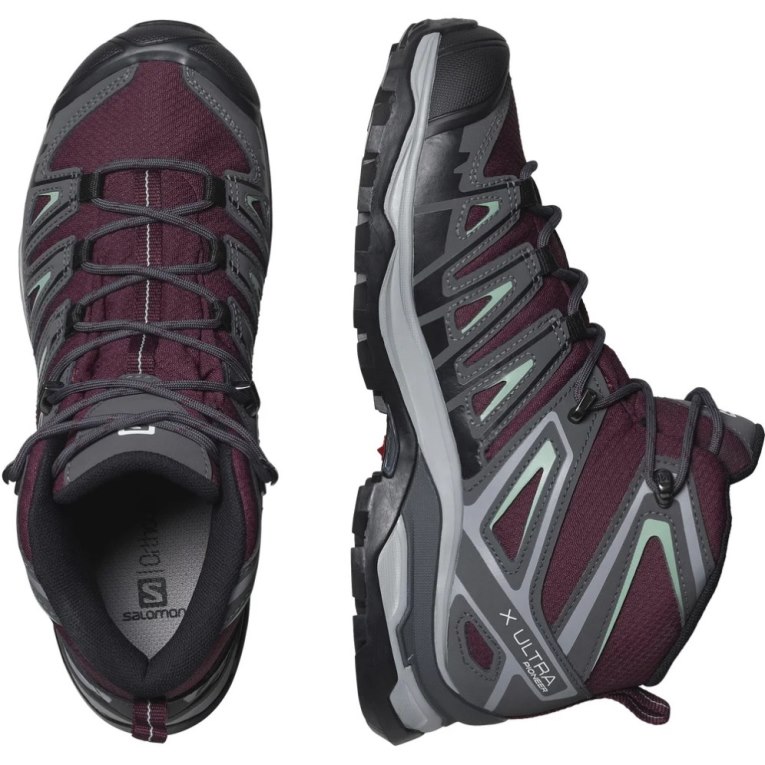 Burgundy / Dark Grey Salomon X Ultra Pioneer Mid CSWP Women's Hiking Boots | IE VO9375